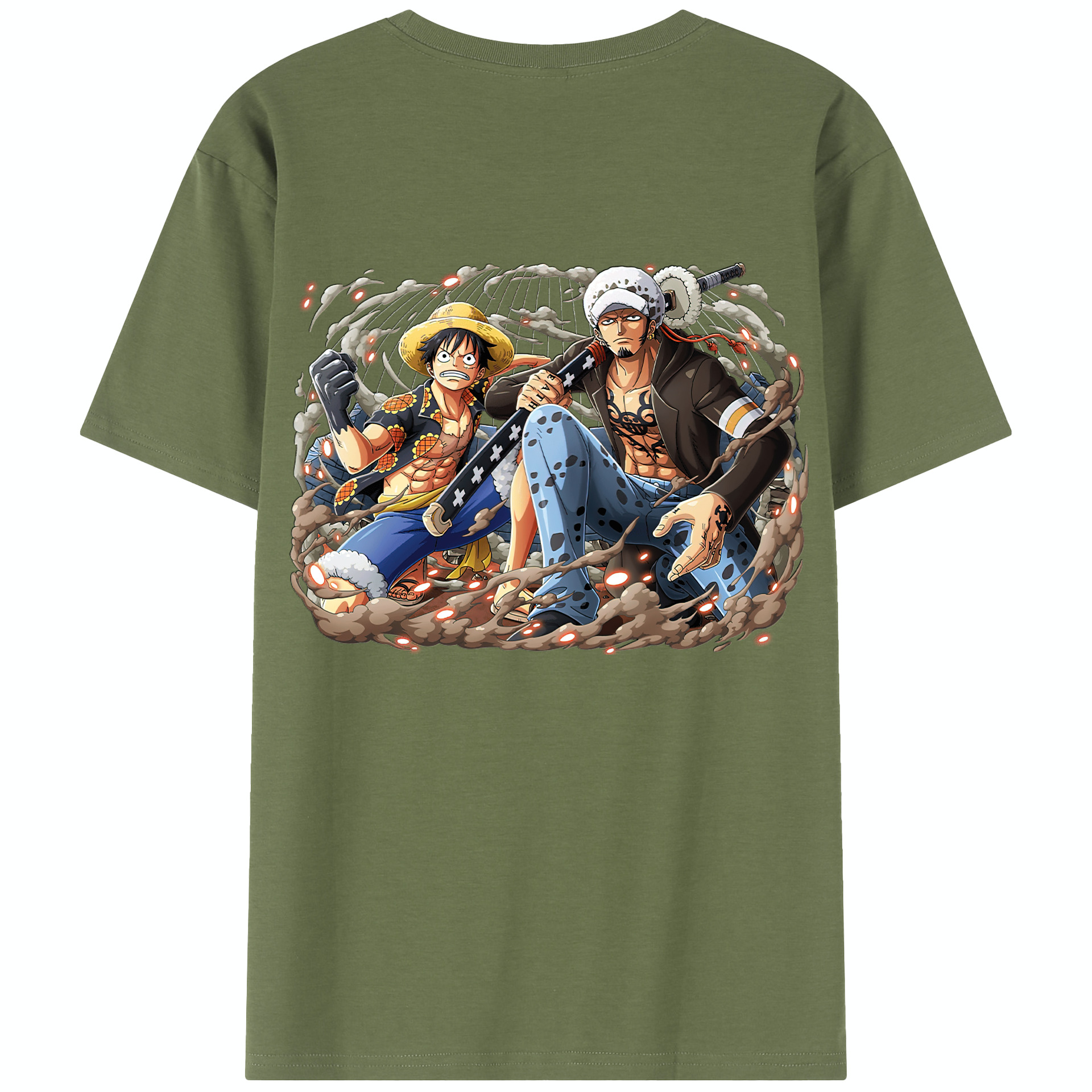 ワンピース モンキー・D・ルフィ ONE PIECE Monkey D. Luffy 綿100％半袖Tシャツ（背面プリント）